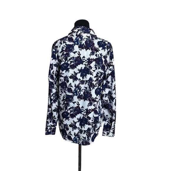 Loft blue floral on white buttoned long sleeves blouse size small - Picture 5 of 8